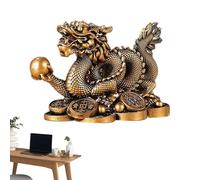Genérico Chinese Dragon Figurines, Resin Dragons Loong On Ancient Statue, Exquisite Workmanship Cornucopia Dragon Loong On Ancient Statue For Living Rooms, Cabinets