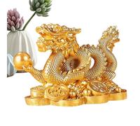 Genérico Chinese Dragon Figurines, Resin Dragons Loong On Ancient Statue, Exquisite Workmanship Cornucopia Dragon Loong On Ancient Statue For Living Rooms, Cabinets