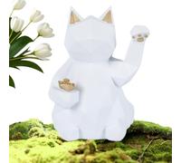 Genérico Chinese Luck Cat | Geometric Resin Waving Desk Ornament | Cat Figurines | Ideal For Restaurant House Shop Home Desk Office Dashboard