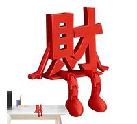 Genérico Chinese New Year - CAI Character Tabletop Ornament, 2026 Year of The Horse Seasonal Display, Symbol Home Accent Craft, Festive Decoration Category for Lunar, Resin Red Gold