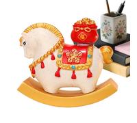 Genérico Chinese New Year Decorations - 2.87 Inches Resin Horse Statue | Chinese Style Desk Ornament - Elegant Rocking Horses Figurine For Home Office Car Shop Display and Festive Gift Decoration