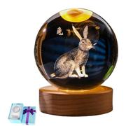 Genérico Chinese Zodiac Luminous Crystal Ball Night Light,3D Laser Engraved Glass Sphere Decorative Balls,Birthday Gift Home Desk Office Bedroom Decor Ornament with Light Base