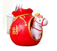 Genérico Chinesisches Neujahr - | Figur 2026 Harz Feiertags Tischdekoration, Wohlstand Skulptur Für Büro & Wohnzimmer, Geschenk - Gold Rot 20 cm Estatua.