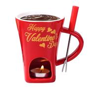 Genérico Chocolate Dipping Mug - Warmer Fondue Mug | 200ml Size Fondue with Melting Function, Ceramic Material with Forks, Kitchen Supplies for Butter Cheese, Date, Nights Family