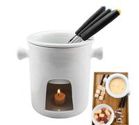 Genérico Chocolate Fondue Cup, 300ml Ceramic Butter Pot with 4 Forks for Dipping Delight with Heat-Resistant Design, Mini Fondue Set for Cheese, Butter, Dessert, Party, Date Night, Birthday, Wedding