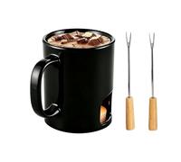 Genérico Chocolate Fondue Mug | Ceramic Butter Warmers Pot Set | Personal Cheese Melting Cup for Butterr Caramel Desserts Snacks Candy Date Night Birthday & Wedding