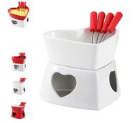 Genérico Chocolate Fondue Mug, Heat-Resistant Non-Stick Warmer, Ceramic Chocolate Melting Mugs with 4 Forks, for Cheese Marshmallow Dipping Butter Dessert Beverage Office Kitchens (B)