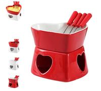 Genérico Chocolate Fondue Mug, Heat-Resistant Non-Stick Warmer, Ceramic Chocolate Melting Mugs with 4 Forks, for Cheese Marshmallow Dipping Butter Dessert Beverage Office Kitchens (A)