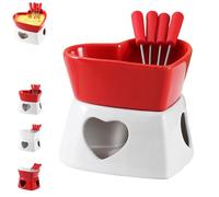 Genérico Chocolate Fondue Mug, Heat-Resistant Non-Stick Warmer, Ceramic Chocolate Melting Mugs with 4 Forks, for Cheese Marshmallow Dipping Butter Dessert Beverage Office Kitchens (C)