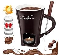 Genérico Chocolate Melting Cup, Fondue Cup - Date Night & More Sweet Time, Chocolate Fondue Mug Set with Forks for Snack Candy Party and Birthday (Brown)
