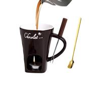 Genérico Chocolate Melting Mug - Ceramic Fondue Cup with Spoon | Mini Butter Cheese Warmer for Desserts, Caramel, Candy, Snacks, Milk, Kitchen Baking, Sweet Treats and Home Accessories