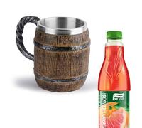 Genérico Chope À Bière | Tasse À Whisky 450ml En Acier Inoxydable Et Bois Fait Main | Tase Vintage Multifonction Pour Bières Café Cocktail | Idée Cadeau Originale Pour Maison Bar Anniversaire Fête