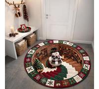 Generico Christmas 3D Rug - Poliéster 60 x 60 80 x 80 100 x 100 cm | Soft Crystal Velvet Optical Illusion Deep Swirl With Non Slip Backing | Round Holiday Floor Mat | For Living Room Bed