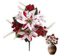 Genérico Christmas Artificial Poinsettia Flowers Berry Faux Floral Decor