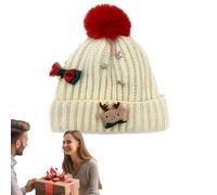 Genérico Christmas Beanies For Adults | Unisex Knitted Holiday Beanie | Printed Wool Santa Claus Hat | Knitted Holiday Beanies | Winter Knit Cap | Christmas Beanie Hat For Men Women