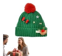 Genérico Christmas Beanies For Adults | Unisex Knitted Holiday Beanie | Printed Wool Santa Claus Hat | Knitted Holiday Beanies | Winter Knit Cap | Christmas Beanie Hat For Men Women