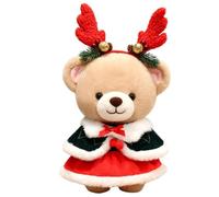 Genérico Christmas Bear Plush - Reindeer Antler Stuffed Animal | Soft Cuddly Holiday Toy for Adults Family Friends Daughter Girlfriend Kids Boys Girls