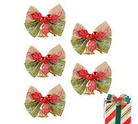 Genérico Christmas Bow with Bells - Festive Decoration, Delicate Sound | Shiny Fabric, Easy To, Ideal For Doors, Gift Wrapping, Wreaths and Elegant Christmas Settings