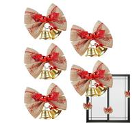 Genérico Christmas Bow with Bells - Festive Decoration, Delicate Sound | Shiny Fabric, Easy To, Ideal For Doors, Gift Wrapping, Wreaths and Elegant Christmas Settings