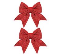 Genérico Christmas Bows - 2 Piece Sparkly Ribbon Holiday Decoration for Gift Wrapping, Home, Wall, Indoor and Outdoor Crafts with Glittery Design for Festive DIY Projects