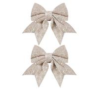 Generico Christmas Bows - 2 unidades Sparkly Mini Christmas Bows | Christmas Bowss for Tree, Ribbon Holiday Decoration | Christmas Bow for Wrapping for Home Outdoor Farmhouse Wall Indoor Crafts
