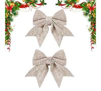 Genérico Christmas Bows - Festive Ribbon Ties | Glittering Accent for Tree, Weatherproof Ties with Gold Edging, Decorative Bows Embellishments, Large Gift Topper Set for Home Decor