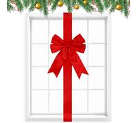 Generico Christmas Bows - Reusable Red Holiday Ribbons, Large Decorative Bows, Elegant Festival Décor Accents for Cabinets, Doors, Wreaths, Trees, Cars, And Tabletop Arrangements, 78.74x3.94 Inches