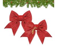 Genérico Christmas Bows - Tie Christmas Ribbon ¦ 6.3 Inches Decorative Bow, Tree Decor for Home Outdoor Farmhouse Wall, Home Decor, Crafts, Festive Ornament and Seasonal Decoration