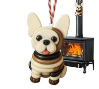 Genérico Christmas Button Ornament Craft Kit | Buttons + Yarn + Felt, 7.6x5x5cm | French Bulldog DIY Holiday Decor For All Ages | Fun Tree Hanging Gift Material Pack