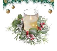 Genérico Christmas Candle Ring Wreath - Table Centerpiece Decor | Abs Polyester Iron Wire 30x30cm, 56g Lightweight, Winter Fall Party, Wedding, Fireplace, Cabinet, Living Room, Decoration
