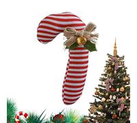 Genérico Christmas Candy Cane Ornament - Red White Fabric Holiday Decoration | Bell and Bow Accent for Indoor Outdoor, Seasonal Decor for Home, Garden, Dorm Room, Party, Winter Holiday Celebration