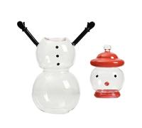 Genérico Christmas Candy Jar, Festive Glass Snowman Treat Container with Lid, Holiday Snack Storage Organizer, Decorative Tabletop Centerpiece for Party Wedding Banquet Bedroom Study Displays