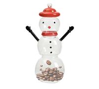 Genérico Christmas Candy Jar, Snowman Treat Container, Festive Glass Organizer, Decorative Lid and Holiday Centerpiece Design, Compact Ideal for Banquets, Bedroom, Party, Studies, Wedding Displays