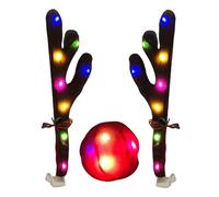 Generico Christmas Car Decorations - Reindeer Antlers, Led Cute Party Supplies With Nose And Jingle Bells, Christmas Car Decor For Halloween Party Festival Events Special Occasions Photoshoot