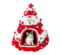 Genérico Christmas Cat Bed Tree Design Shelter Knitted Nest - Christmas Themed Covered Cat Beds | Warm Indoor Outdoor Pet Bed for Puppies Kittens Small Animals Home Winter Holiday Comfort