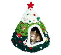 Genérico Christmas Cat House Holiday Pet Shelter - Indoor Shelter | Soft Fabric Plush Material for Cats or Small Pets, Winter Warmth and Comfort, Holiday Decor for Homes Living Spaces