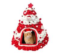 Genérico Christmas Cat House - Insulated Warmth Tree Design Knit Warm Nest, Portable Compact Cat Christmas Tree | Natural Aesthetic Appeal For Kitten Small Pet Indoor Outdoor Home Winter Sleeping