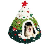 Generico Christmas Cat House - Insulated Warmth Tree Design Knit Warm Nest, Portable Compact Cat Christmas Tree | Natural Aesthetic Appeal for Kitten Small Pet Indoor Outdoor Home Winter Sleeping