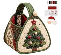 Genérico Christmas Character Quilted Carry Basket, DIY Fabric Storage Basket Kit, Cotton Plaid Gingham Foldable Fabric Storage Bin with Handles for Tree Decor,Candy,Presents & Homes Living Room