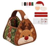 Genérico Christmas Character Quilted Carry Basket, DIY Fabric Storage Basket Kit, Cotton Plaid Gingham Foldable Fabric Storage Bin with Handles for Tree Decor,Candy,Presents & Homes Living Room