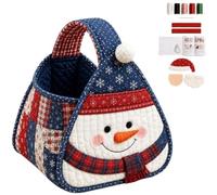 Genérico Christmas Character Quilted Carry Basket, DIY Fabric Storage Basket Kit, Cotton Plaid Gingham Foldable Fabric Storage Bin with Handles for Tree Decor,Candy,Presents & Homes Living Room