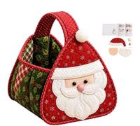Genérico Christmas Character Quilted Carry Basket, DIY Fabric Storage Basket Kit, Cotton Plaid Gingham Foldable Fabric Storage Bin with Handles for Tree Decor,Candy,Presents & Homes Living Room