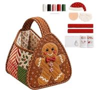 Genérico Christmas Character Quilted Carry Basket, DIY Fabric Storage Basket Kit, Cotton Plaid Gingham Foldable Fabric Storage Bin with Handles for Tree Decor,Candy,Presents & Homes Living Room