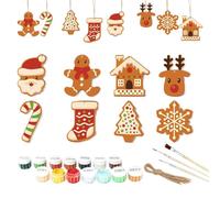 Genérico Christmas Coloring Kit - 26x Handmade Ornaments, Christmas Ornament To Paint, Tree Decorations, Seasonal Décor, Car Decorations For Dormitory Apartment Offices School Room Birthday