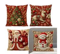 Genérico Christmas Cushion Covers | Pillow Cover | Santa Snowman Pilloww Coverrs Christmass Linen Throw Pillows Cases | Decorations for Sofa,Car,Living Room,Home,Indoor Xmas Decor