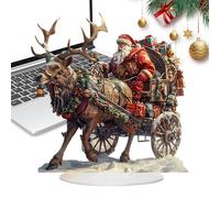 Genérico Christmas Decoration - Santa Claus Reindeer Acrylic 2D Flat Ornament | Holiday Scene Desktop Figurine for Living Room, Bedroom, Office & Home Festive Décor