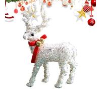 Genérico Christmas Deer, Christmas Deer Decorations Indoor Wear Scarf, Glittering Reindeer Sculpture for Home Winter Holiday Porch Yard Window Halloween