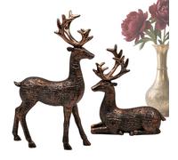 Genérico Christmas Deer - Vintage Bronze Statue, Christmas Deer Figurines Table Decor, Rustic Charm Festive Accent Function for Home Bedroom Living, Seasonal Decorations, Multi Color