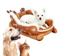 Genérico Christmas Design: Festive Sleigh-Shaped Dog Bed Provides a Warm, Soft, and Inviting Resting Place for Dogs, Perfect for Holiday Decoration and Comfortable Lounging During Winter