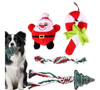 Genérico Christmas Dog Toys, Puppy Chew Toys with Durable Rope Toys, Santa Squeaky Plush Toys, Interactive Teething Toys for Puppies, Holiday Dog Chew Toys for Home, Pet Room, Pet Shop